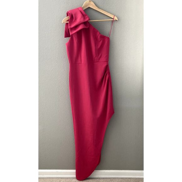 Fate NEW One Shoulder Asymmetrical Dress - Raspberry Pink - Medium - Picture 9 of 9